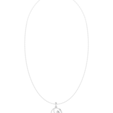 Diamond circle pendant necklace with open oval geometric design