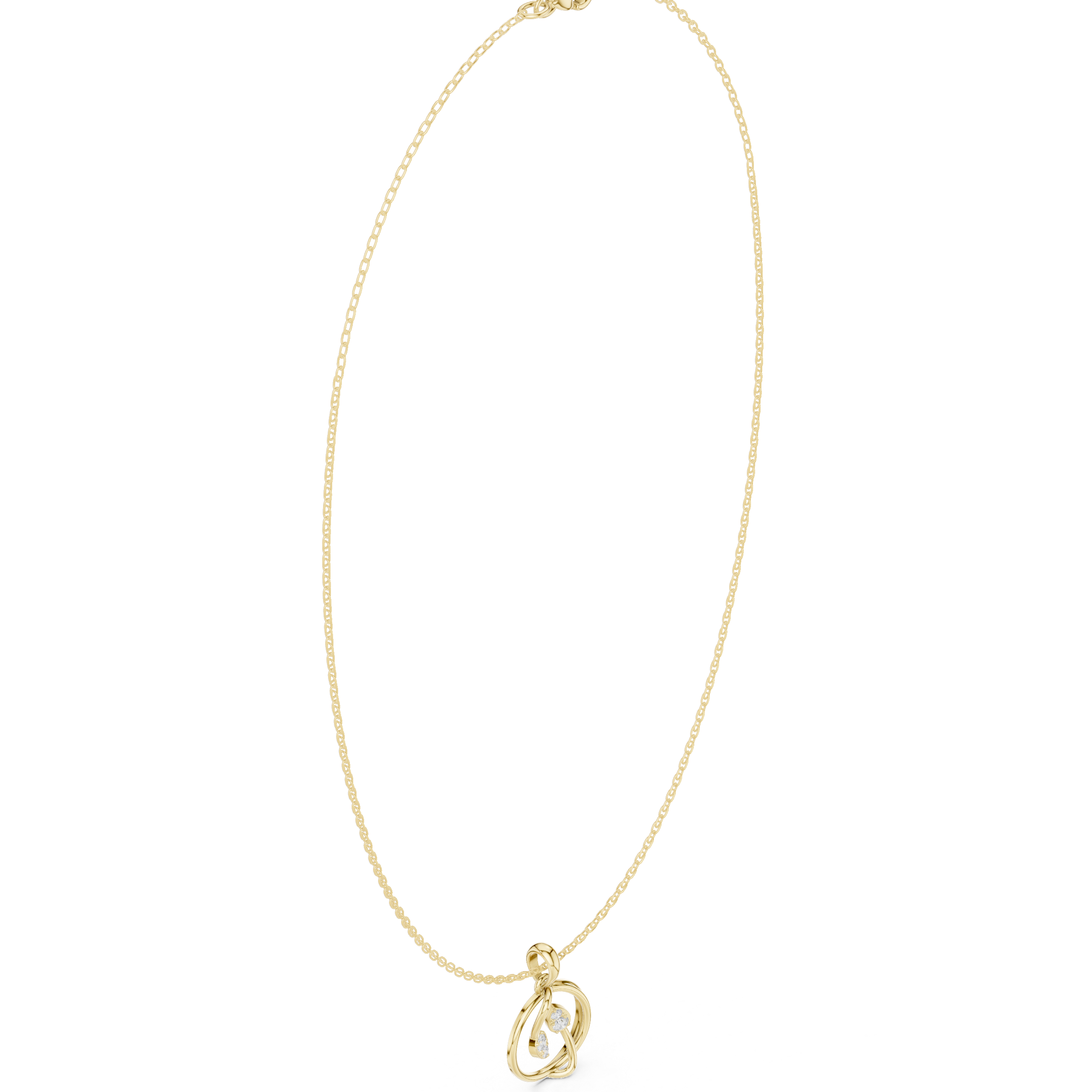 Diamond circle pendant necklace with open oval geometric design