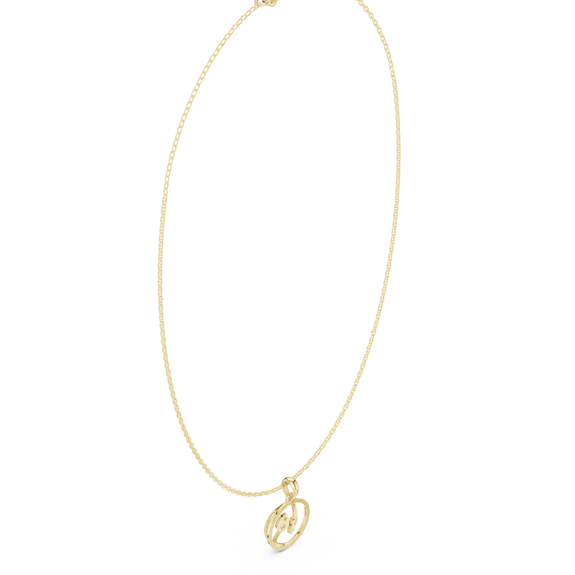 Diamond circle pendant necklace with open oval geometric design