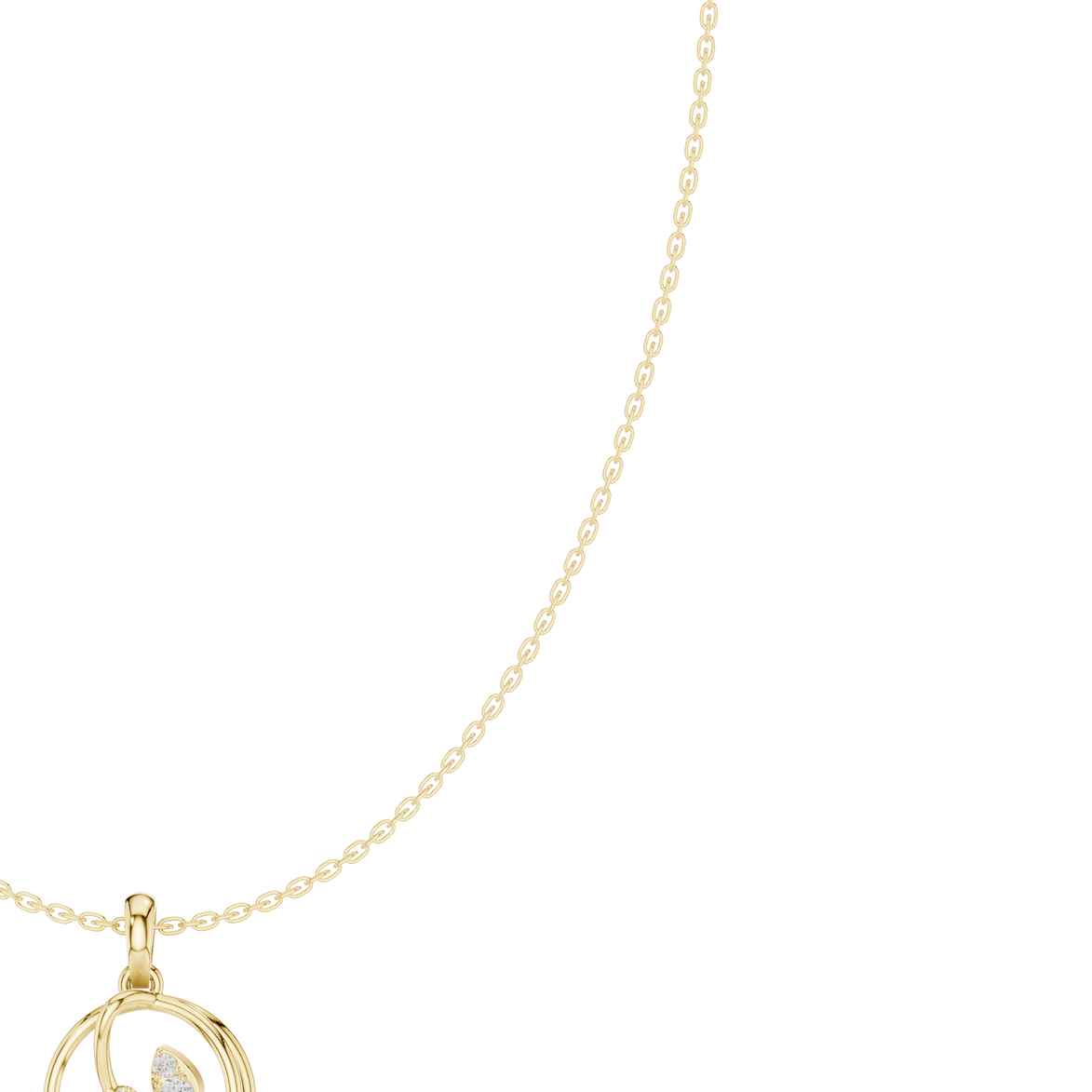 Diamond circle pendant necklace with open oval geometric design