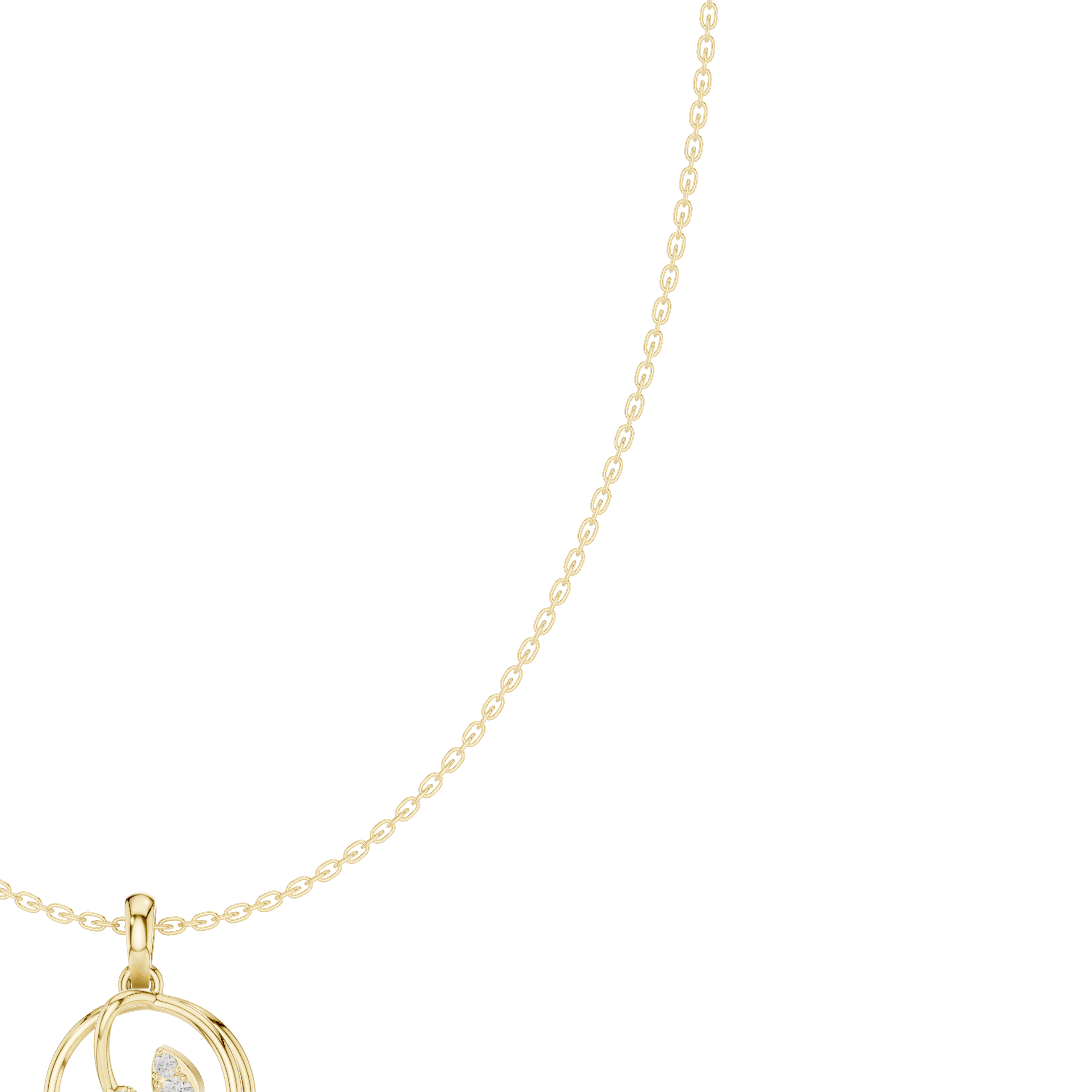 Diamond circle pendant necklace with open oval geometric design