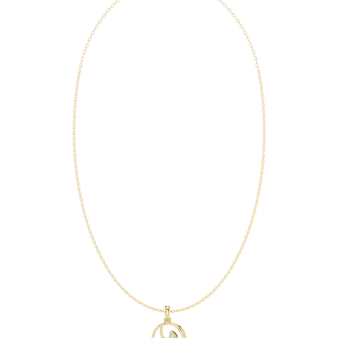 Diamond circle pendant necklace with open oval geometric design