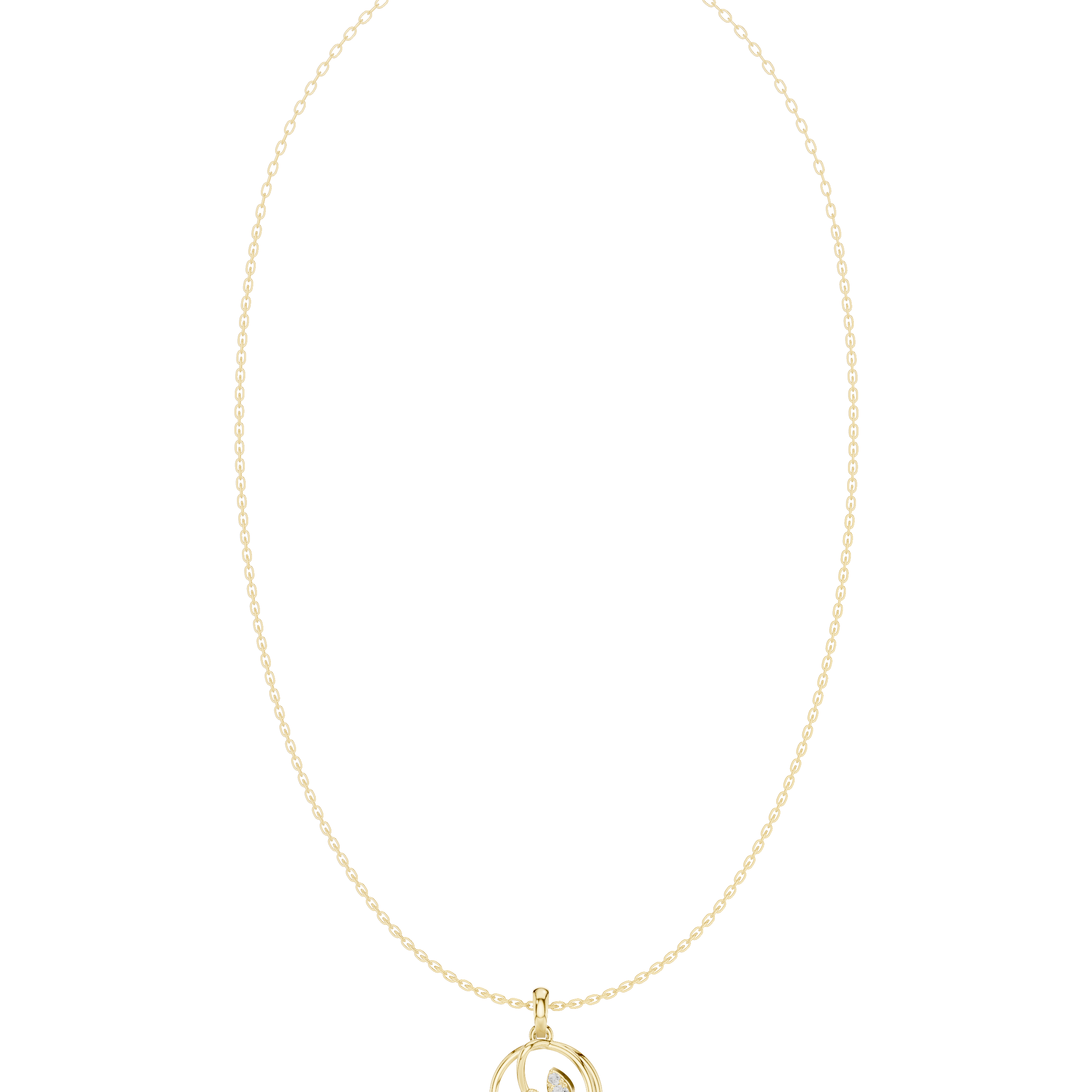 Diamond circle pendant necklace with open oval geometric design