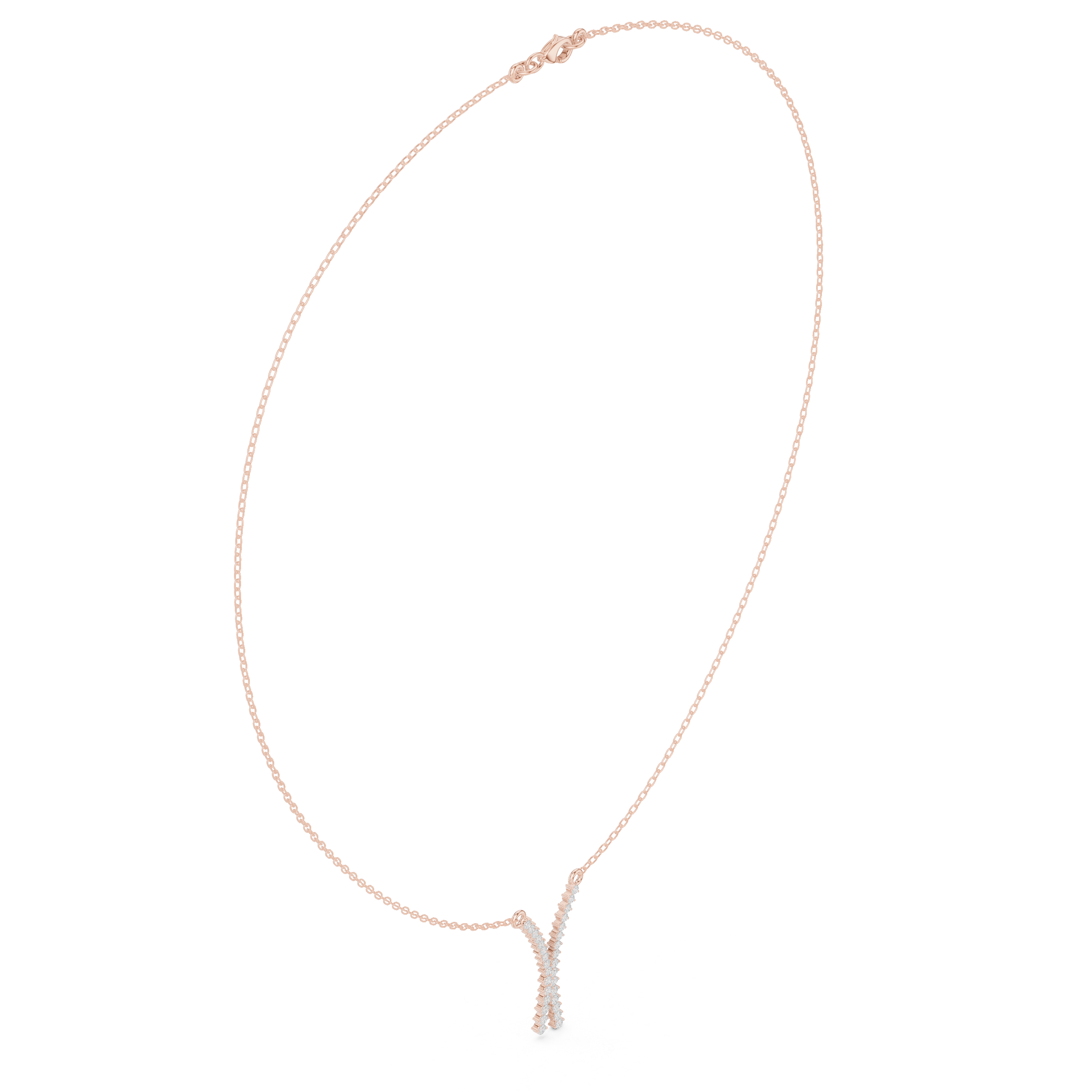 Diamond criss cross necklace with V shape pendant design