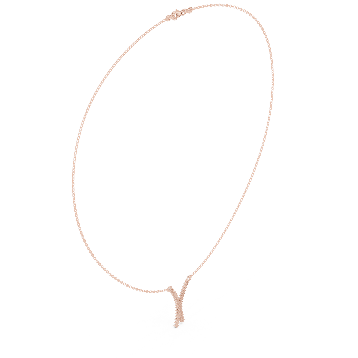 Diamond criss cross necklace with V shape pendant design