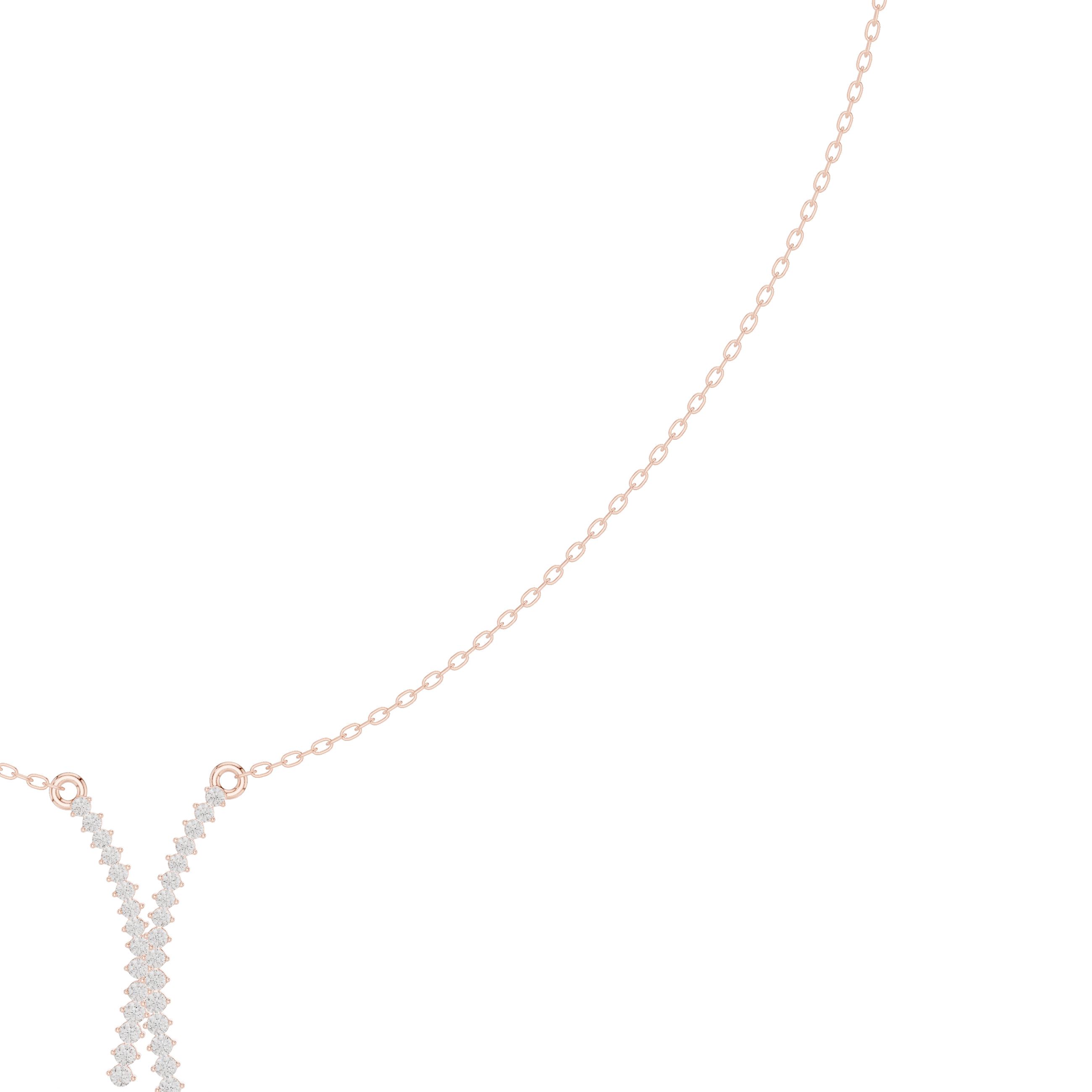 Diamond criss cross necklace with V shape pendant design