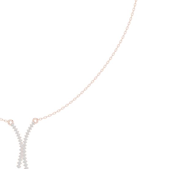 Diamond criss cross necklace with V shape pendant design