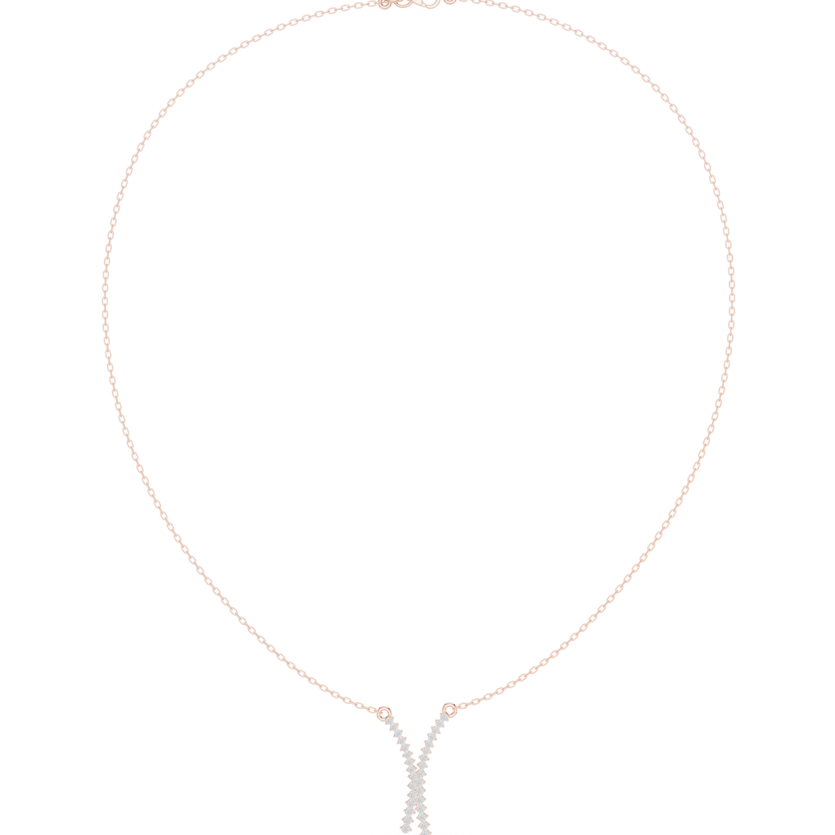 Diamond criss cross necklace with V shape pendant design