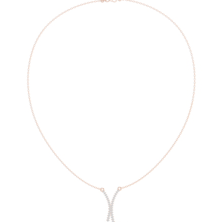 Diamond criss cross necklace with V shape pendant design