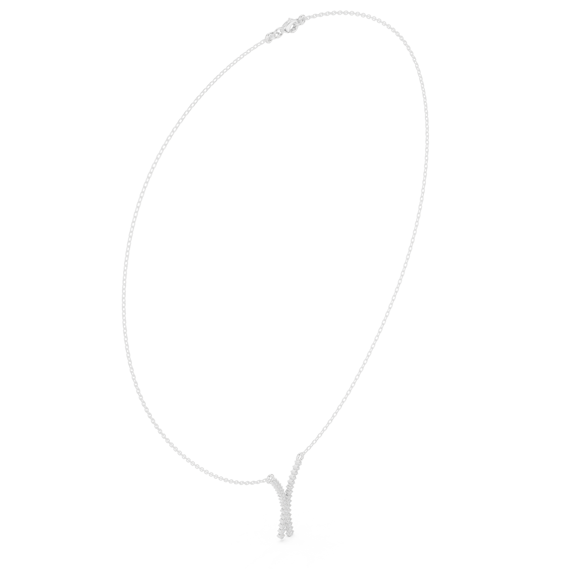 Diamond criss cross necklace with V shape pendant design