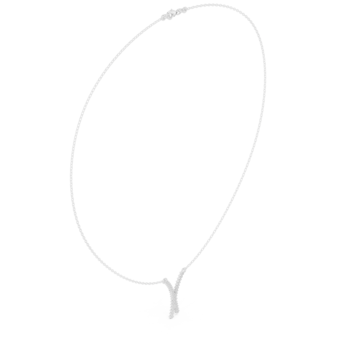 Diamond criss cross necklace with V shape pendant design