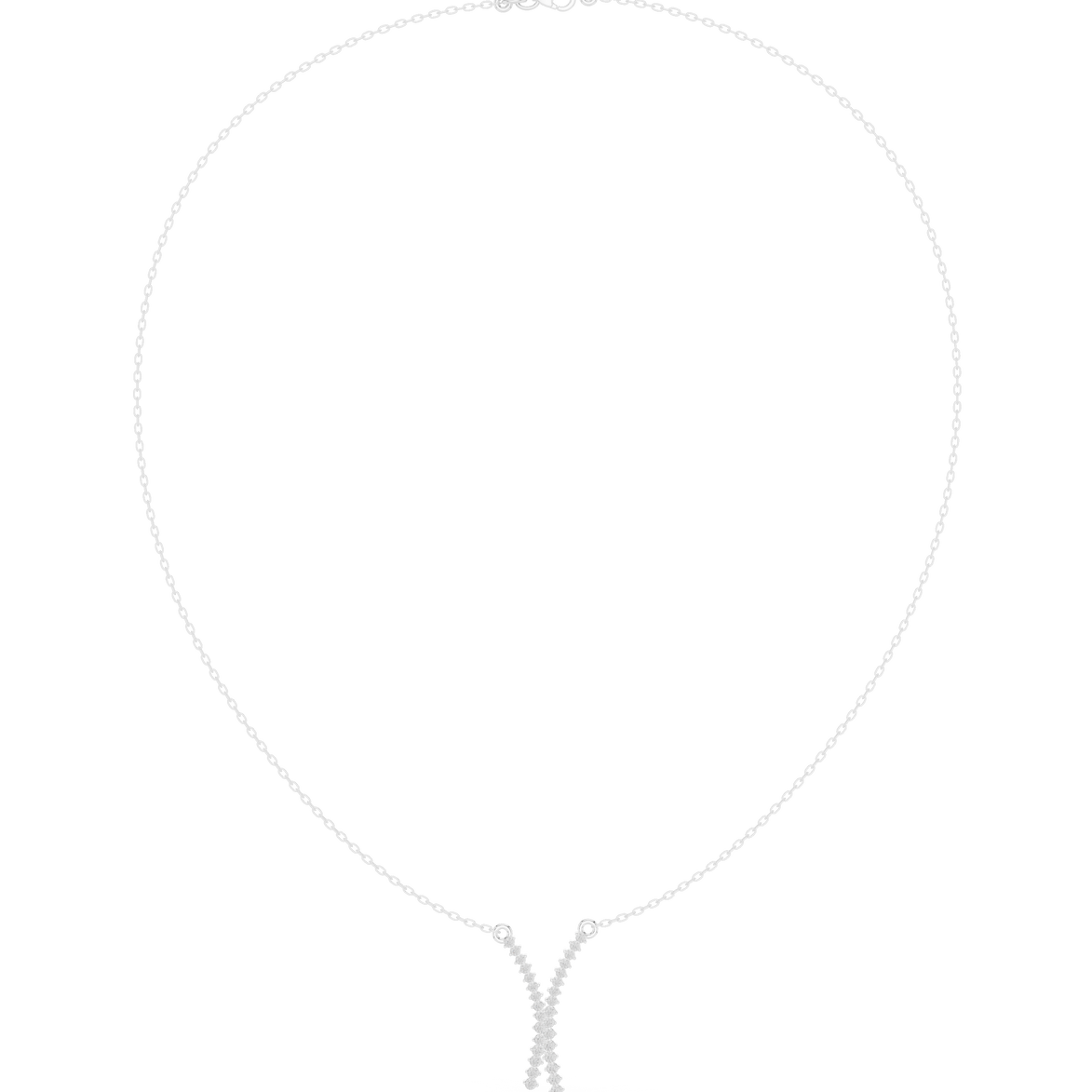 Diamond criss cross necklace with V shape pendant design