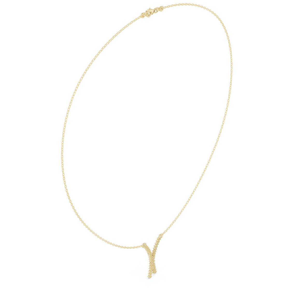 Diamond criss cross necklace with V shape pendant design
