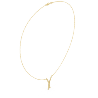 Diamond criss cross necklace with V shape pendant design