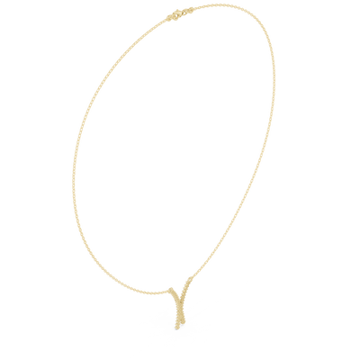 Diamond criss cross necklace with V shape pendant design