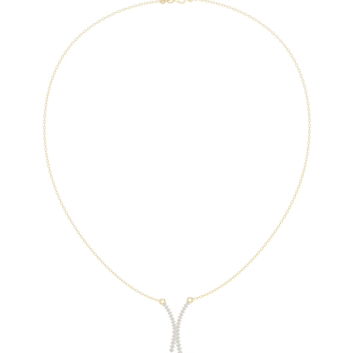Diamond criss cross necklace with V shape pendant design