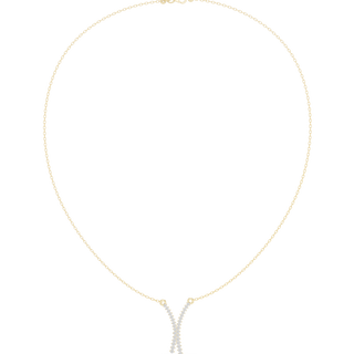 Diamond criss cross necklace with V shape pendant design