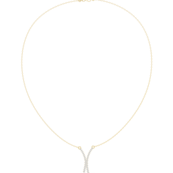 Diamond criss cross necklace with V shape pendant design