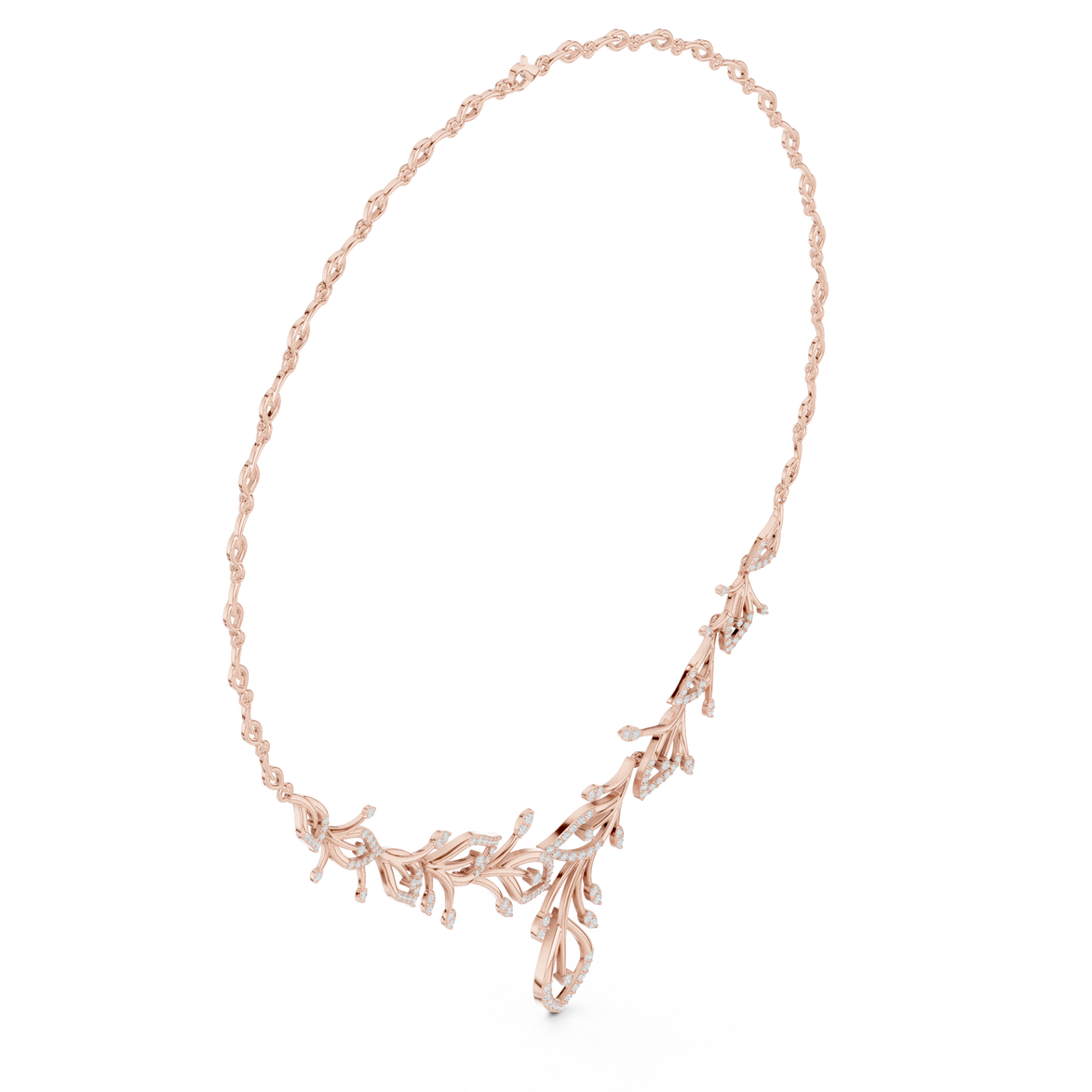 Diamond vine leaf necklace