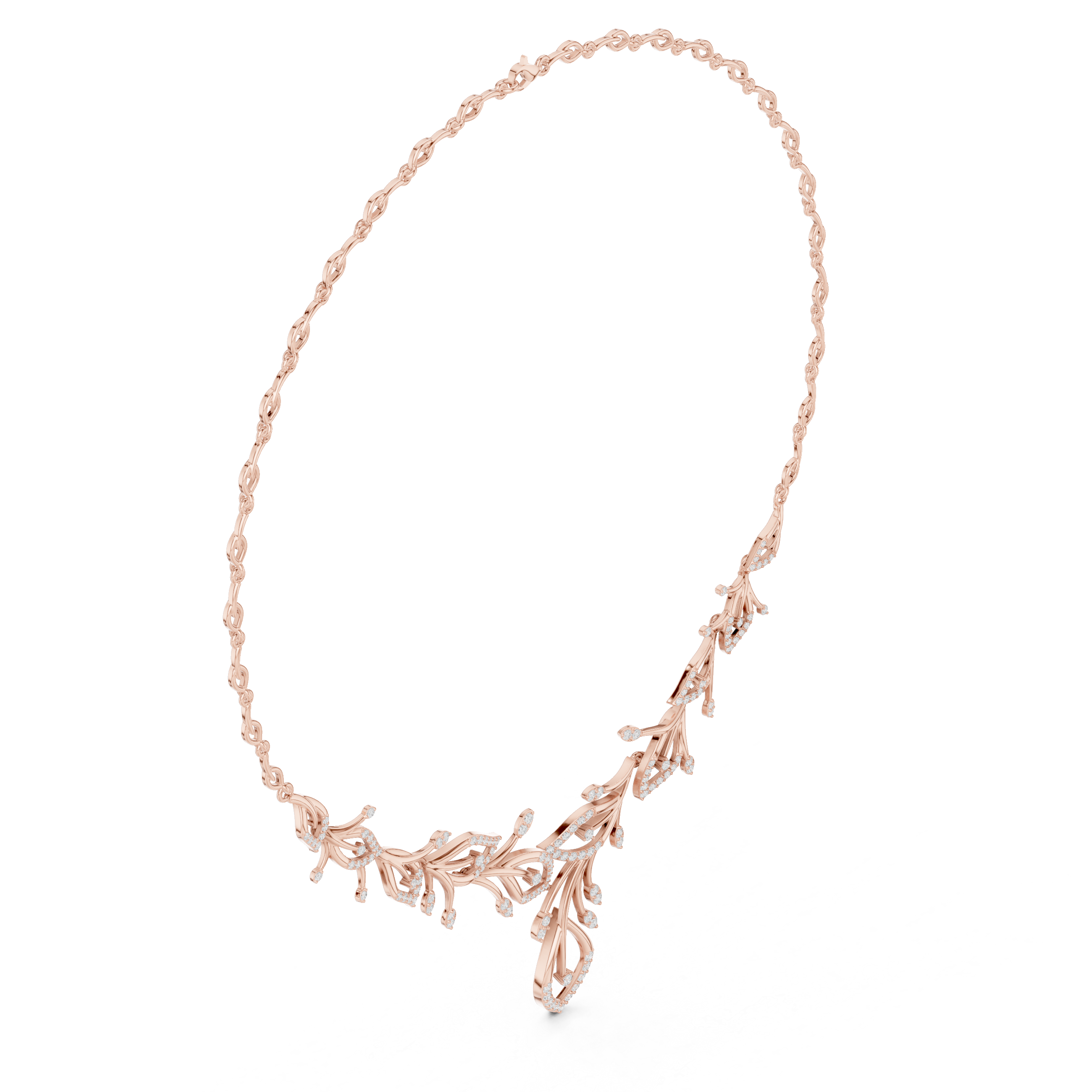 Diamond vine leaf necklace