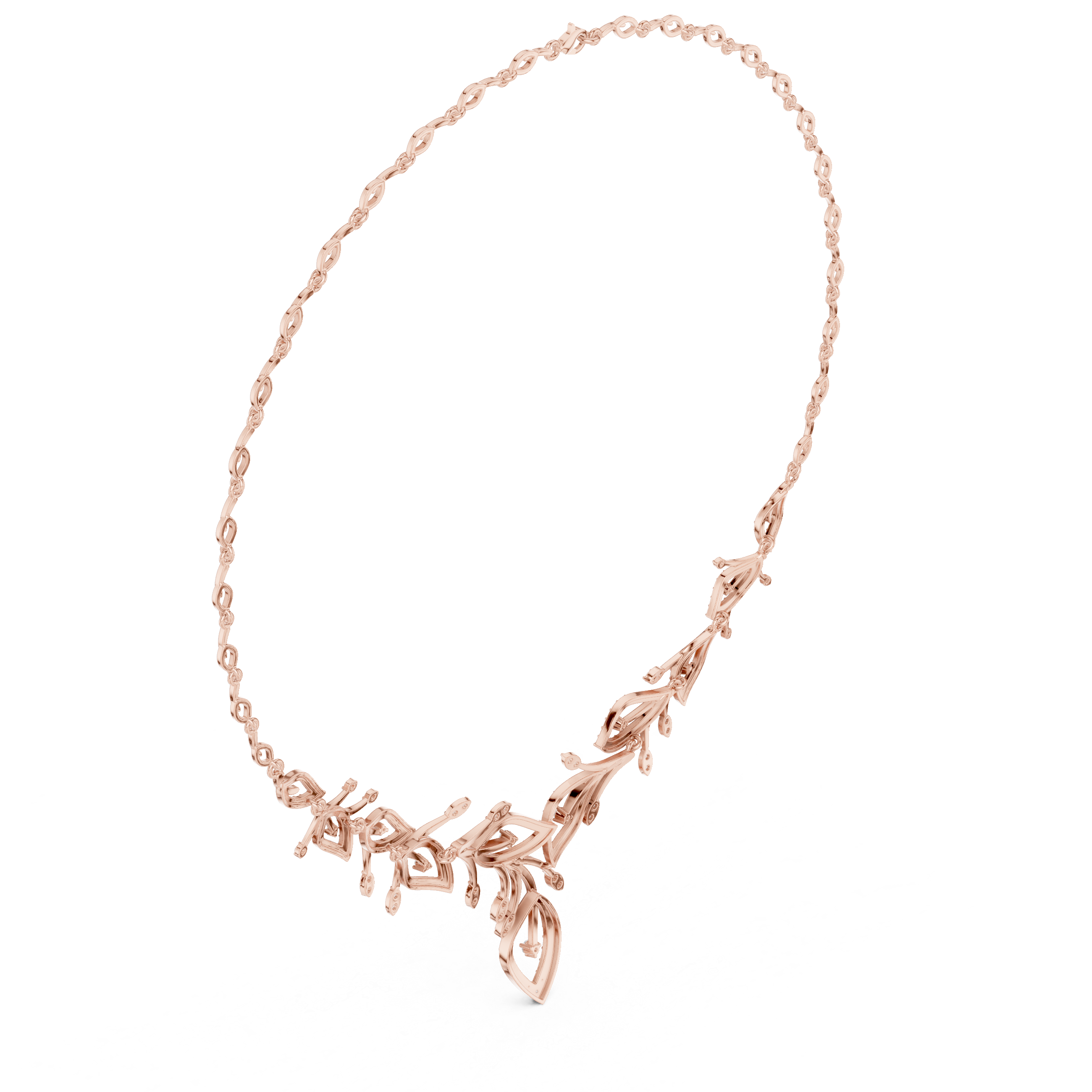 Diamond vine leaf necklace