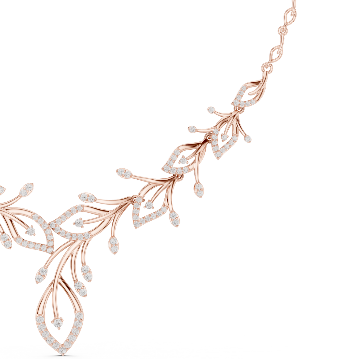 Diamond vine leaf necklace