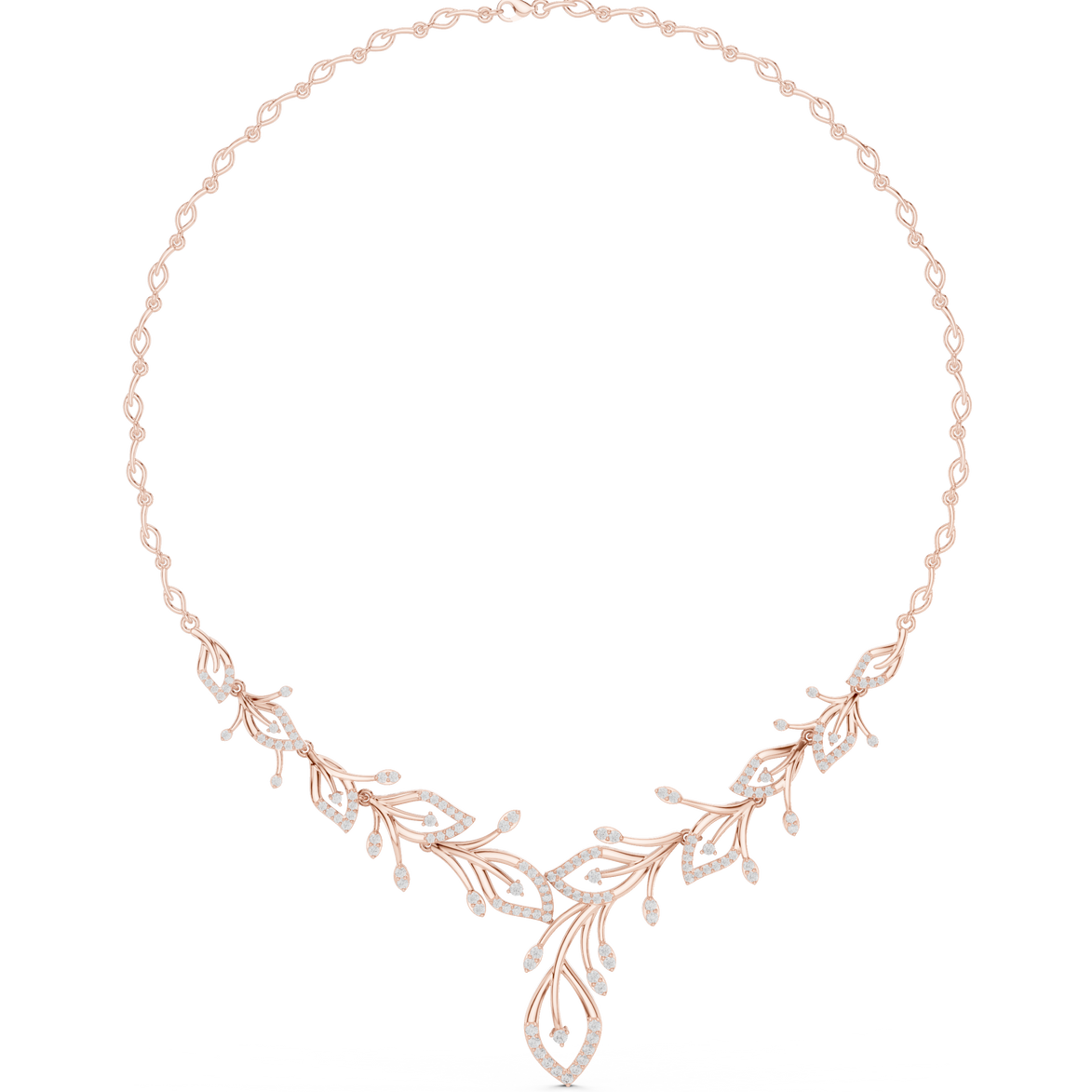 Diamond vine leaf necklace
