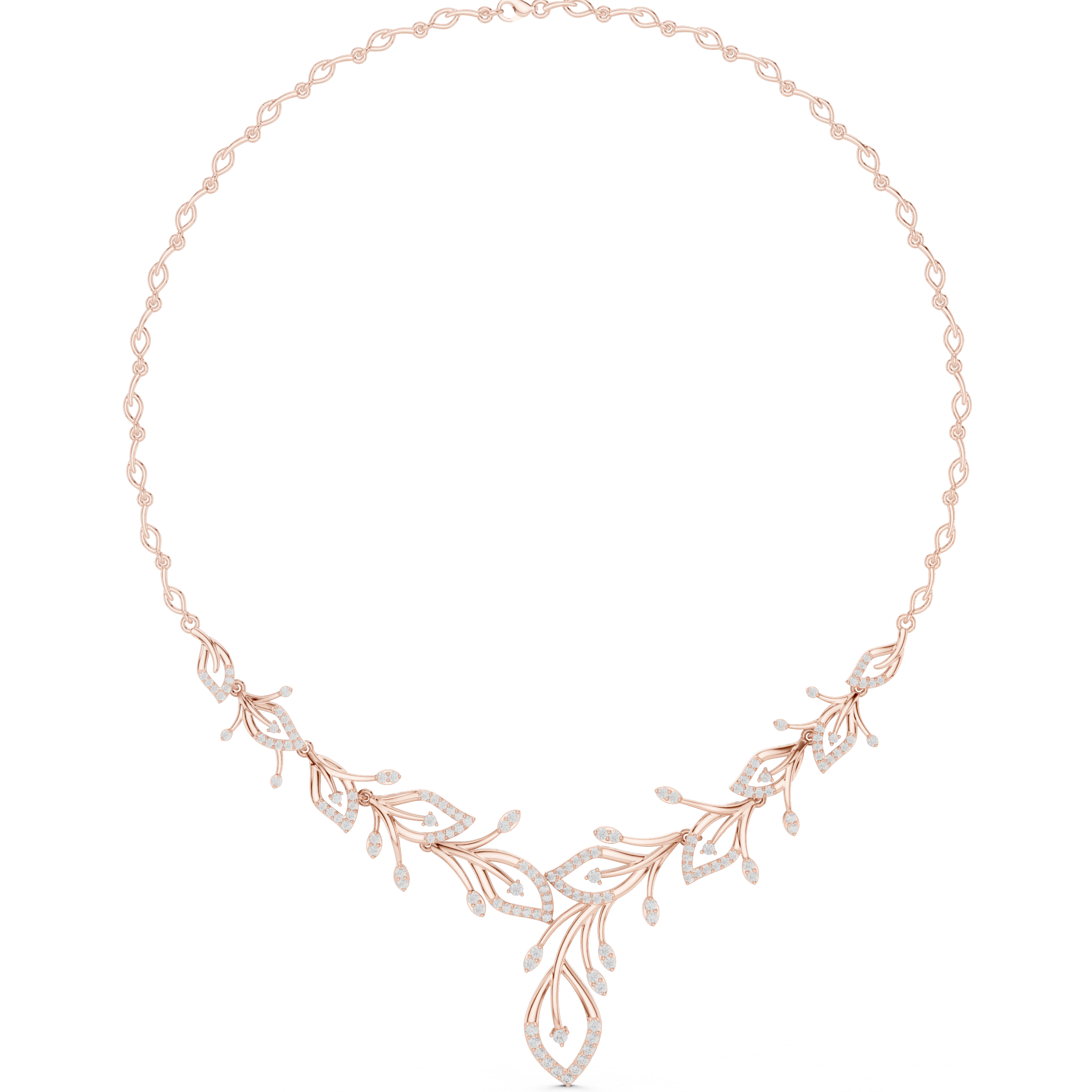 Diamond vine leaf necklace