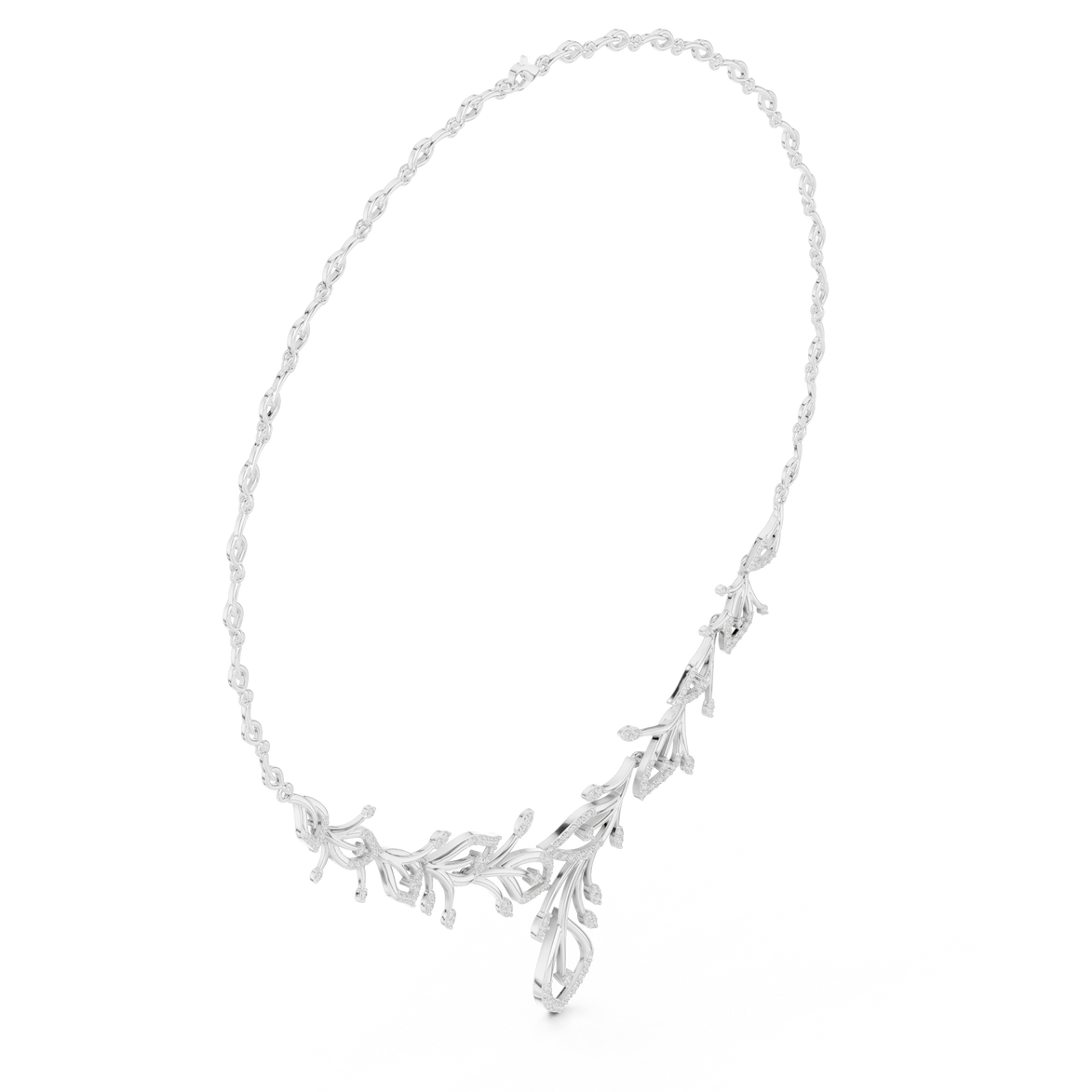 Diamond vine leaf necklace