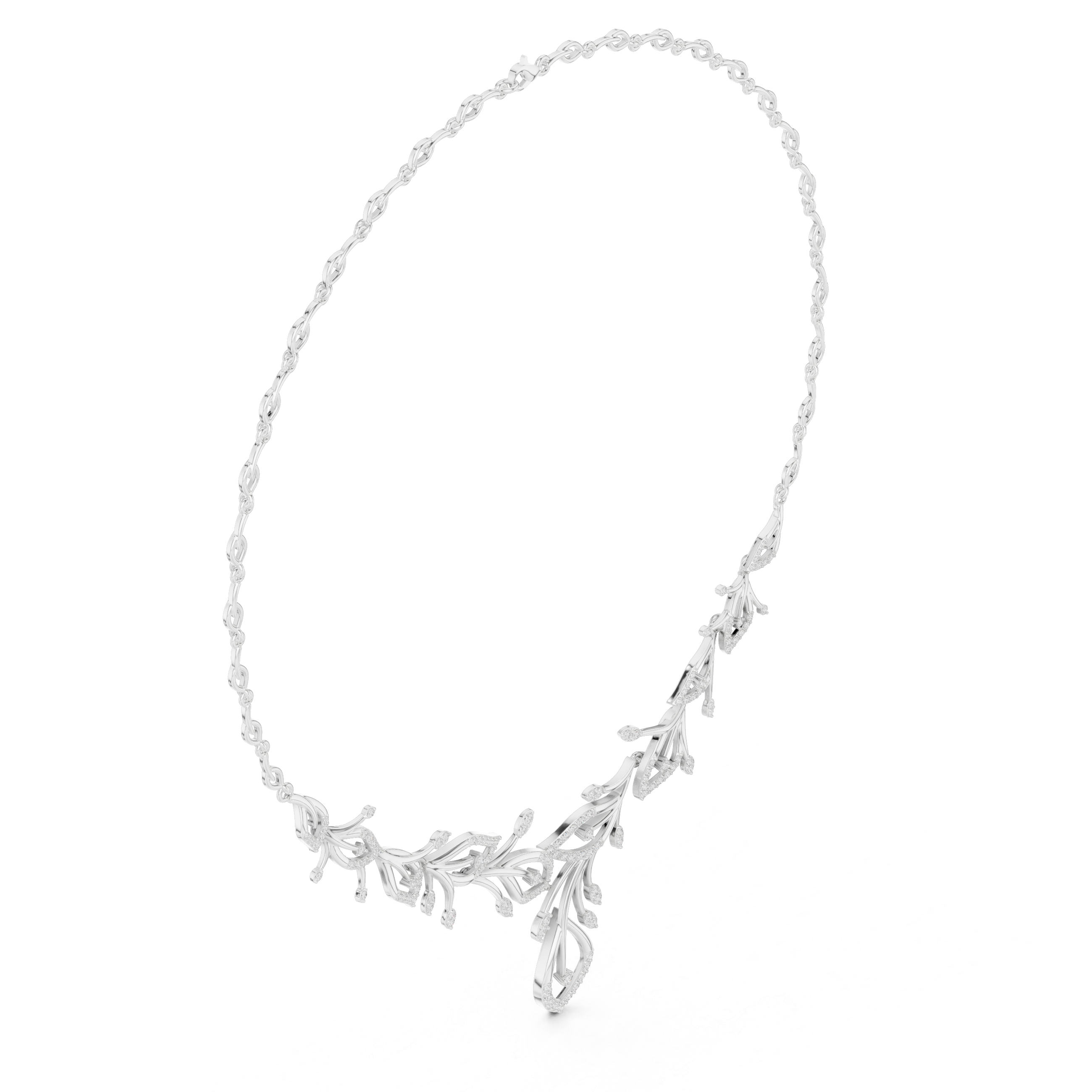 Diamond vine leaf necklace