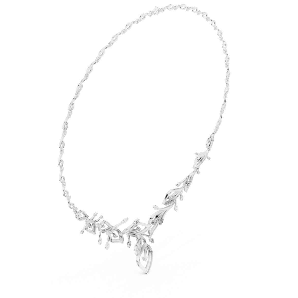 Diamond vine leaf necklace