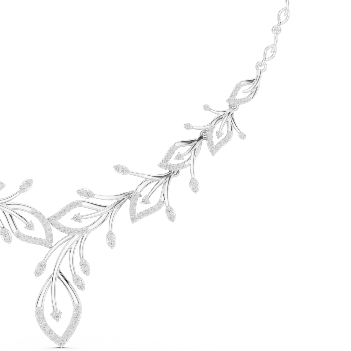 Diamond vine leaf necklace