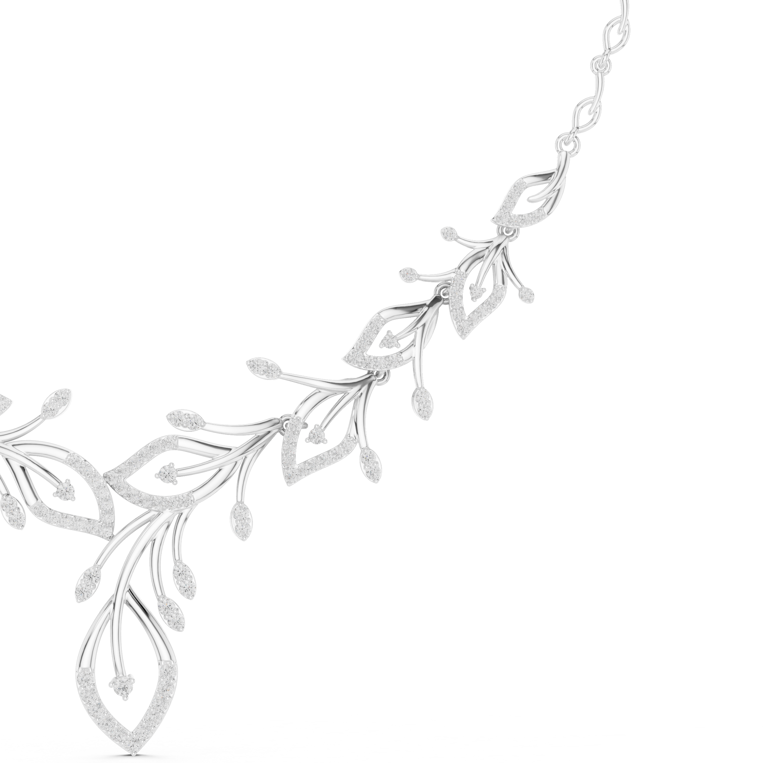 Diamond vine leaf necklace