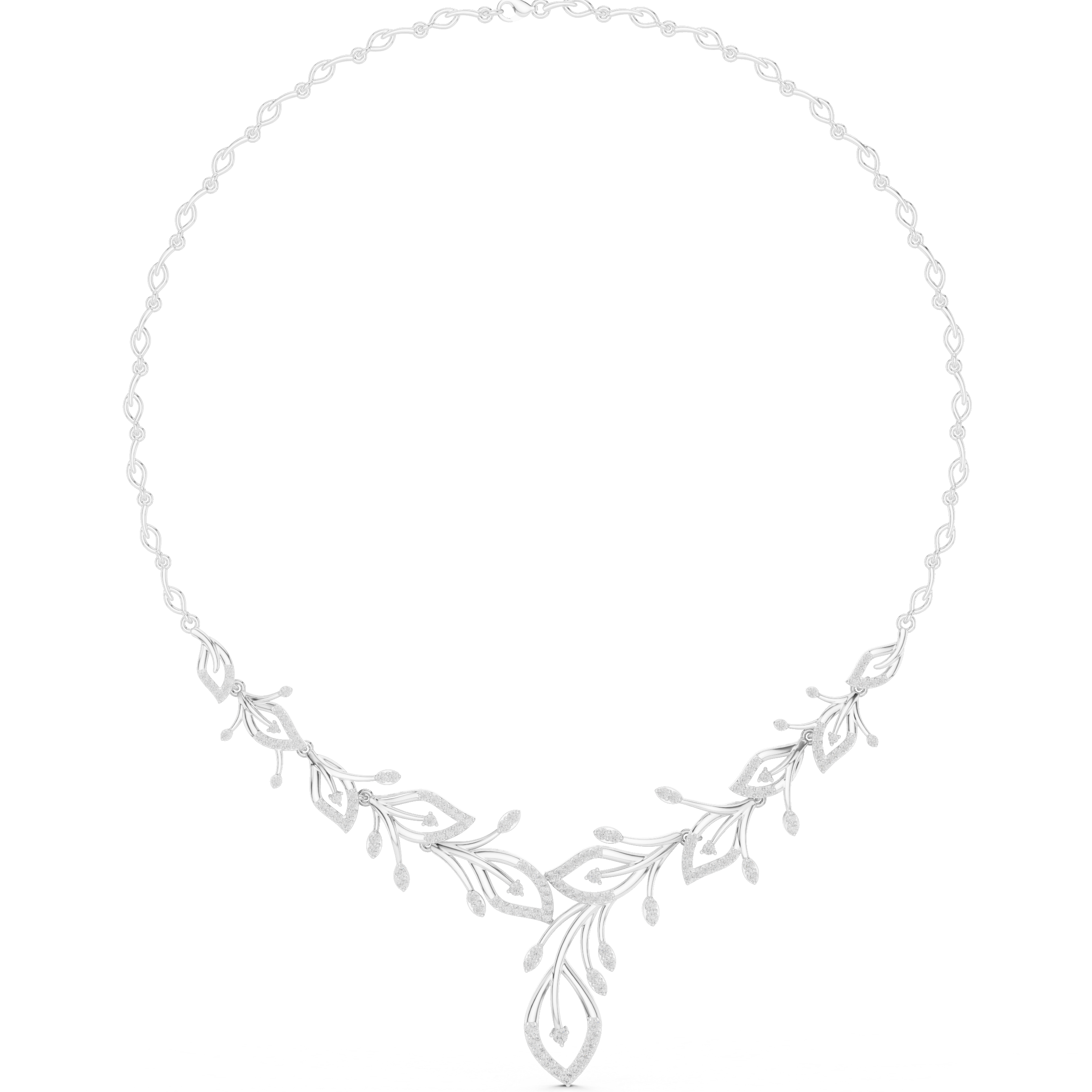 Diamond vine leaf necklace