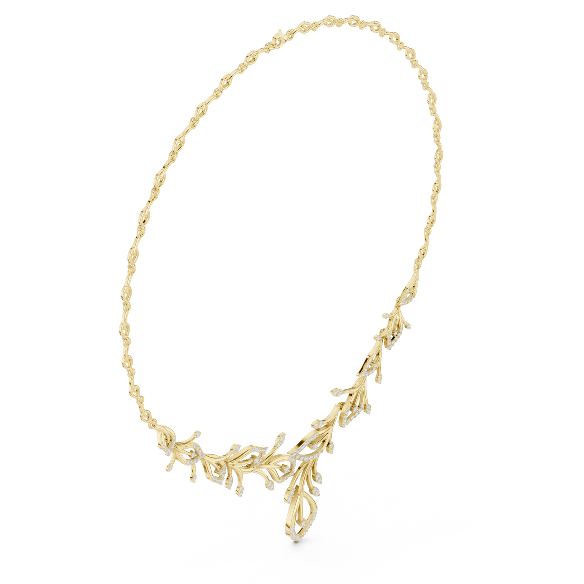 Diamond vine leaf necklace