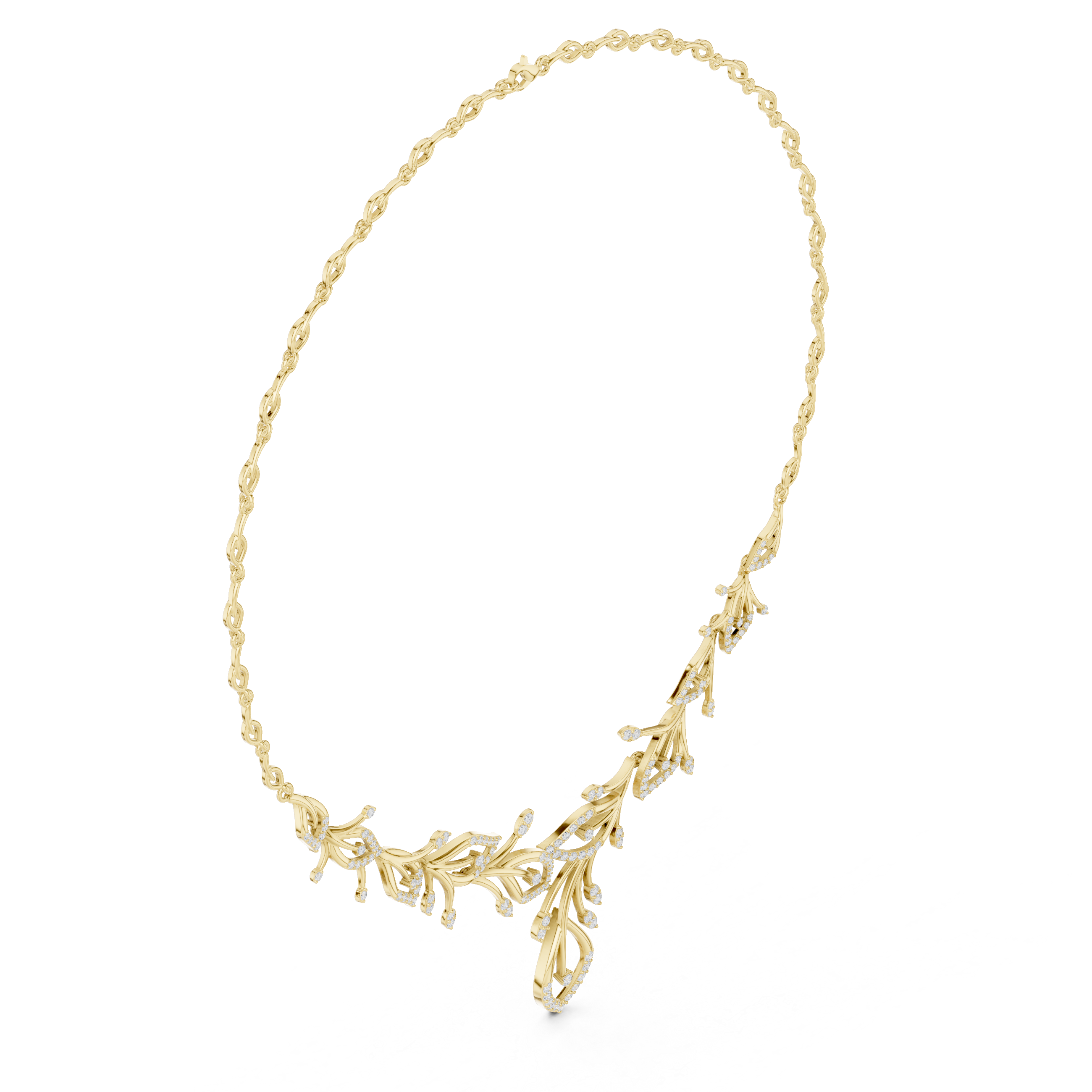 Diamond vine leaf necklace