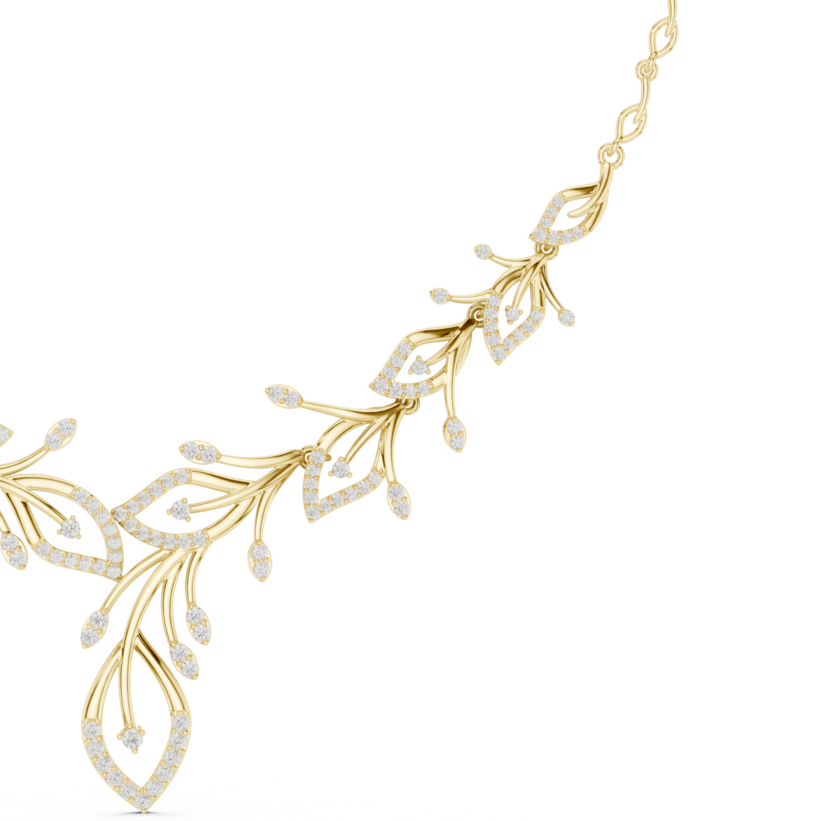 Diamond vine leaf necklace