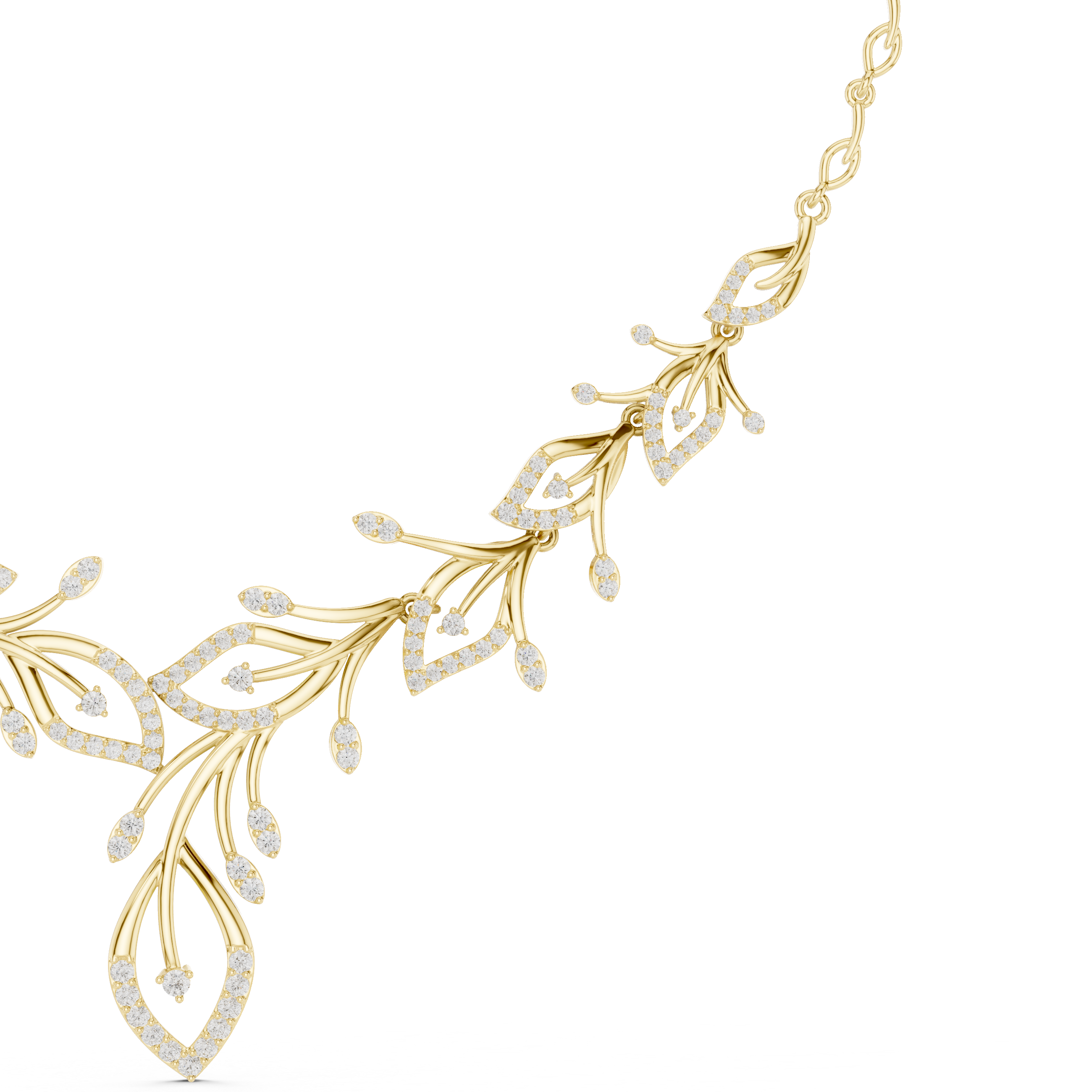 Diamond vine leaf necklace