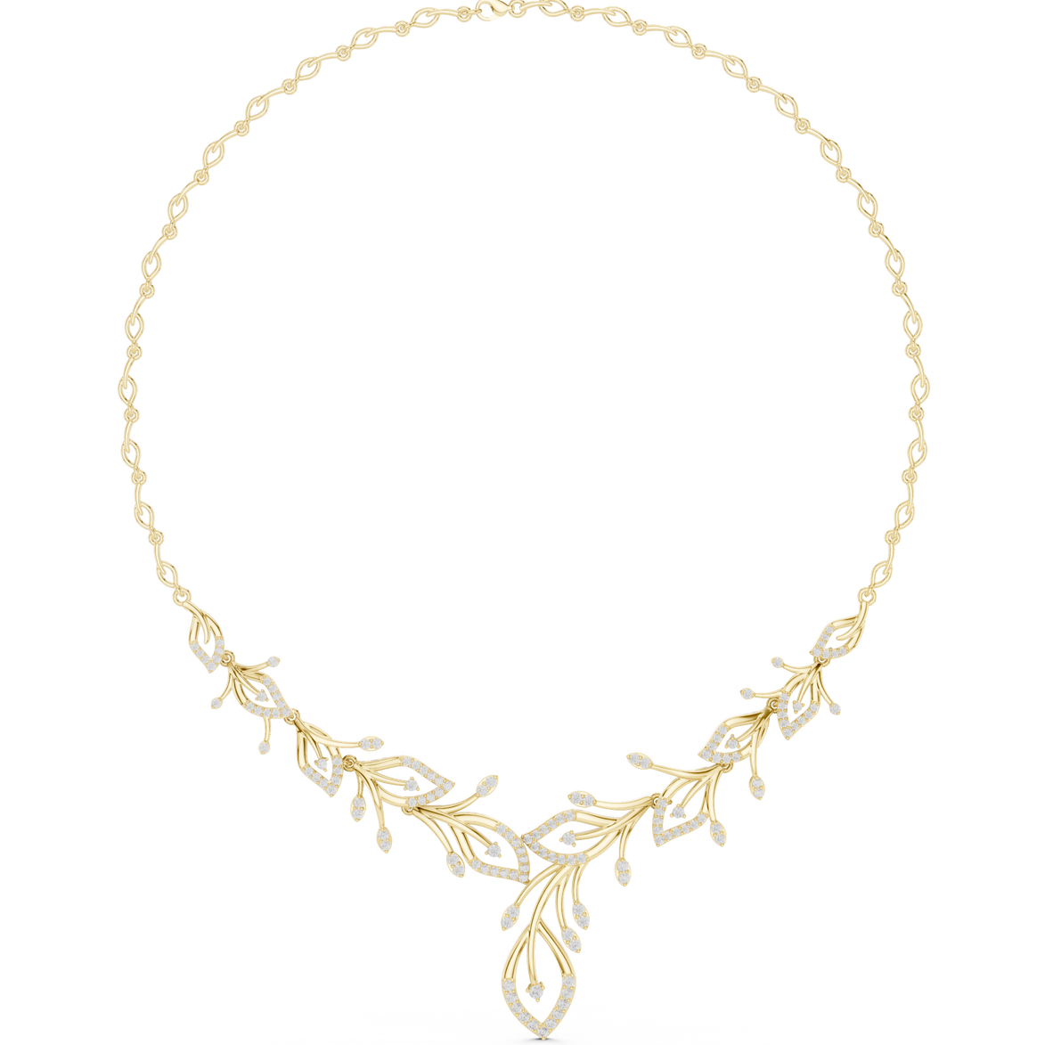 Diamond vine leaf necklace