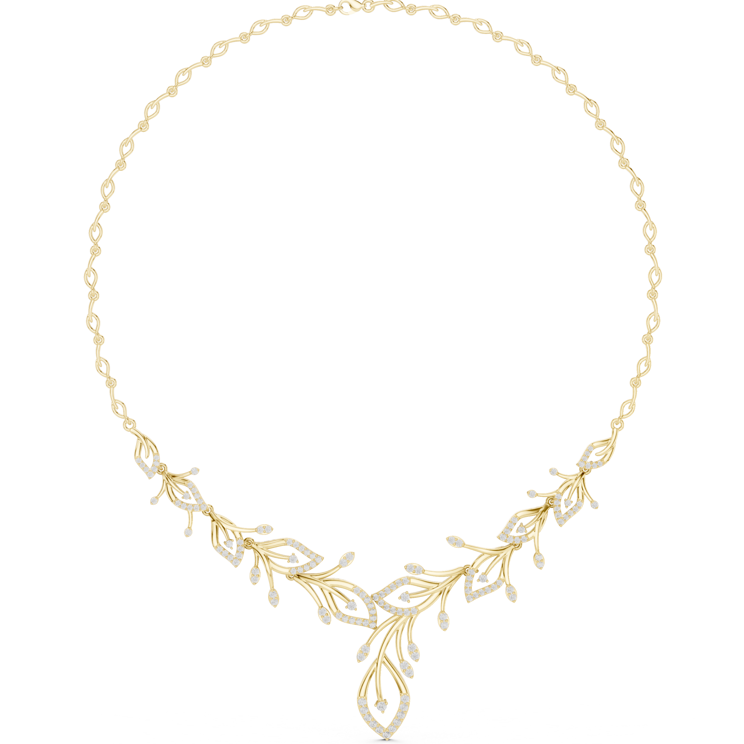 Diamond vine leaf necklace