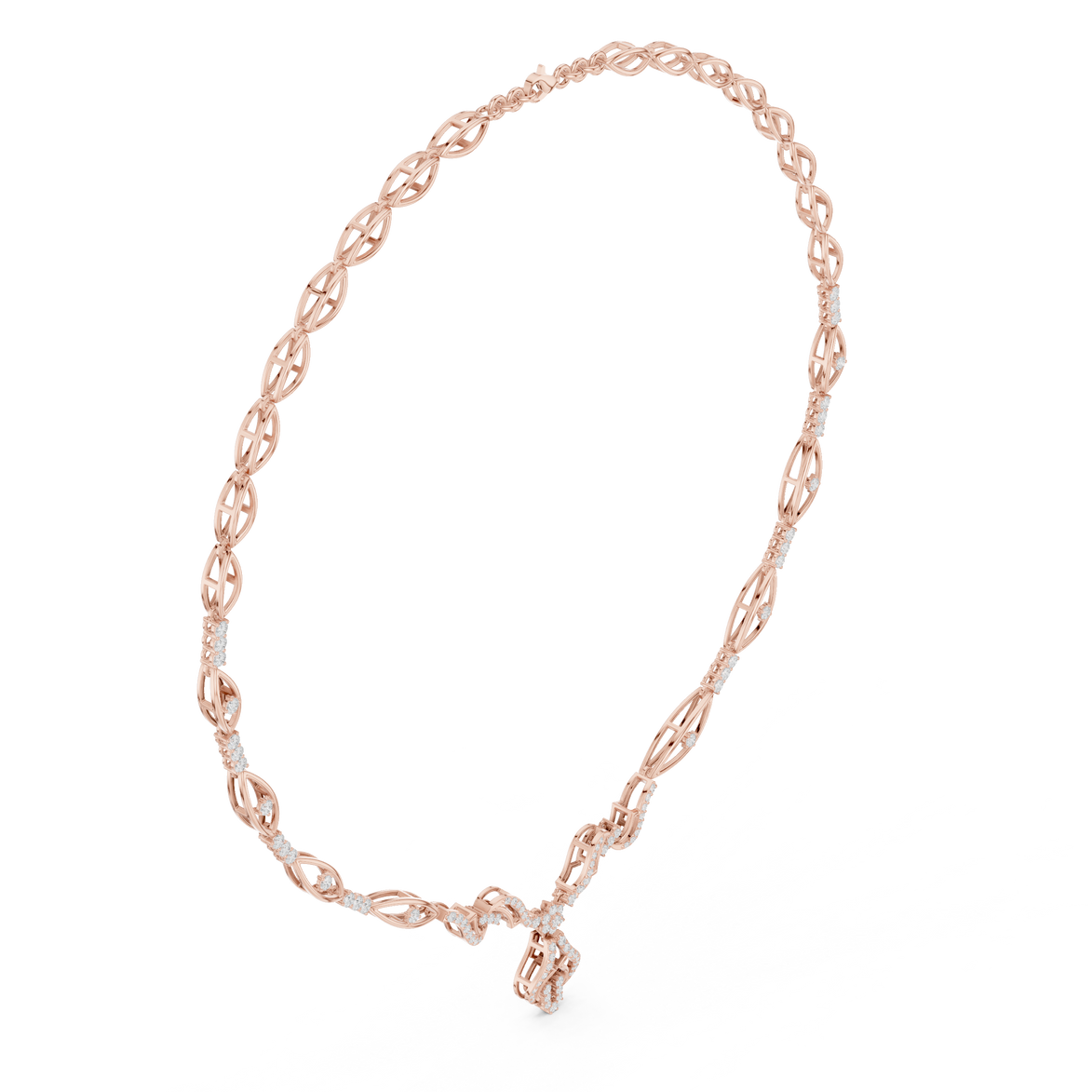 Twisted leaf diamond necklace
