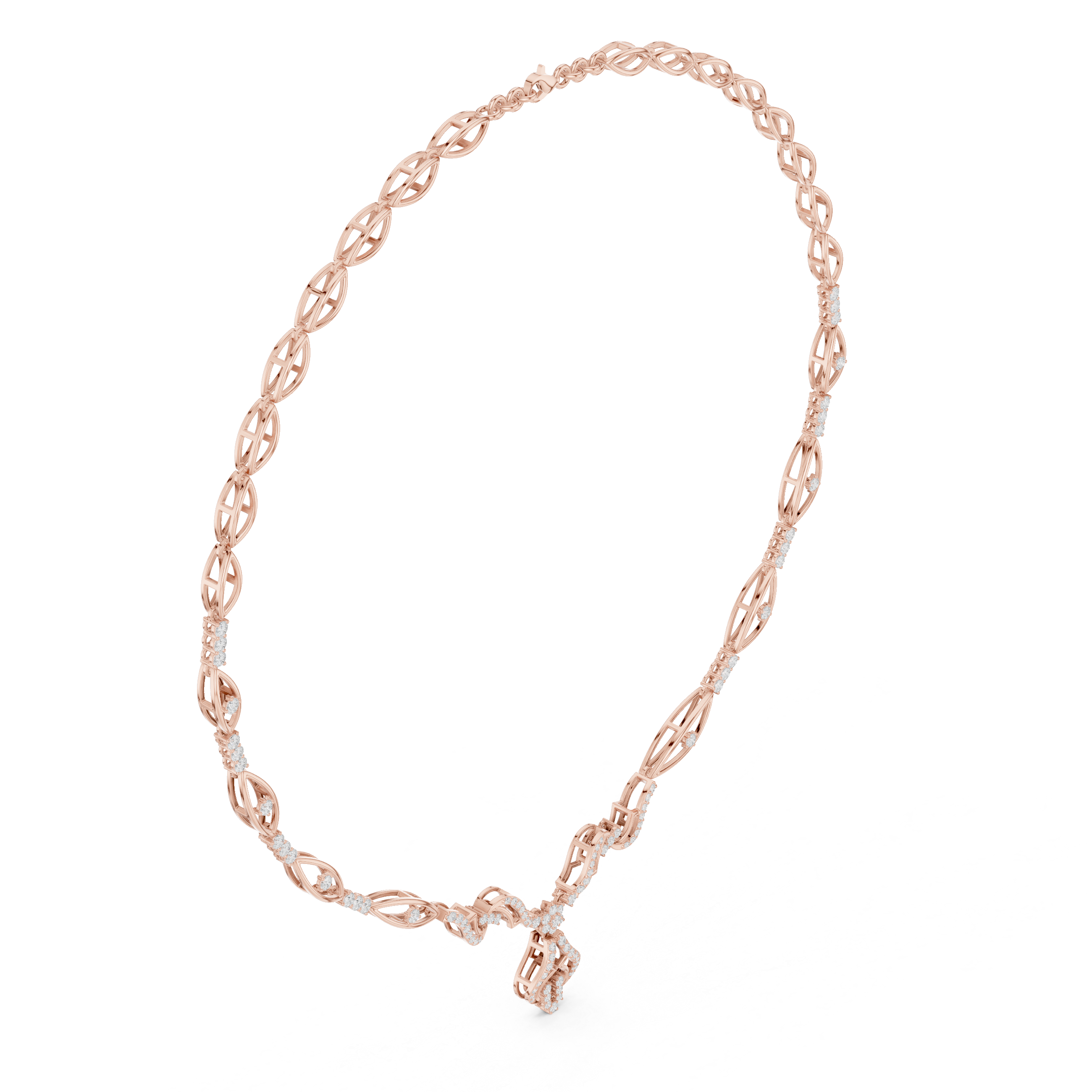 Twisted leaf diamond necklace