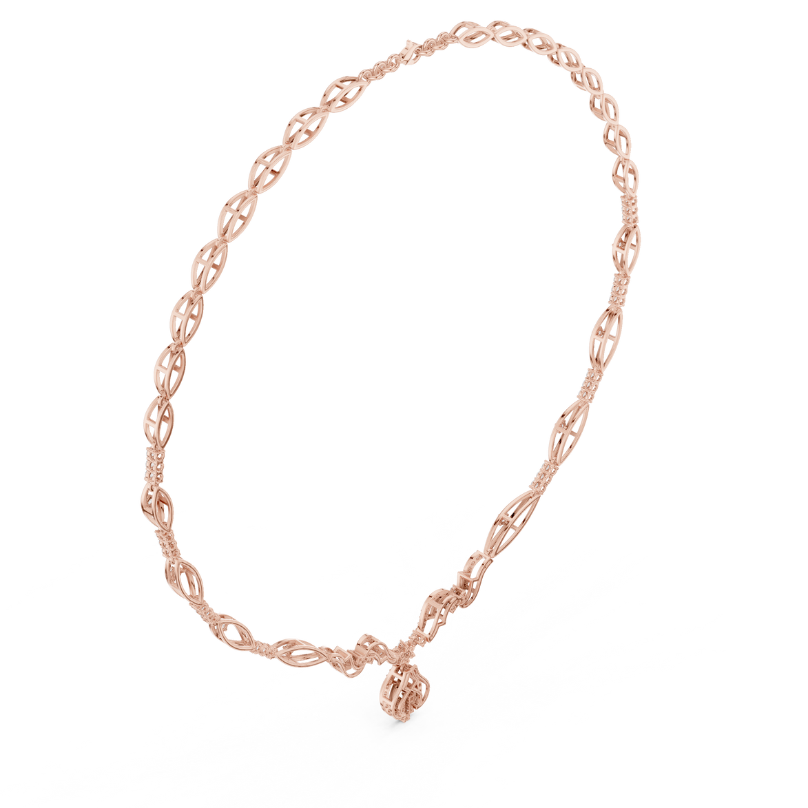 Twisted leaf diamond necklace