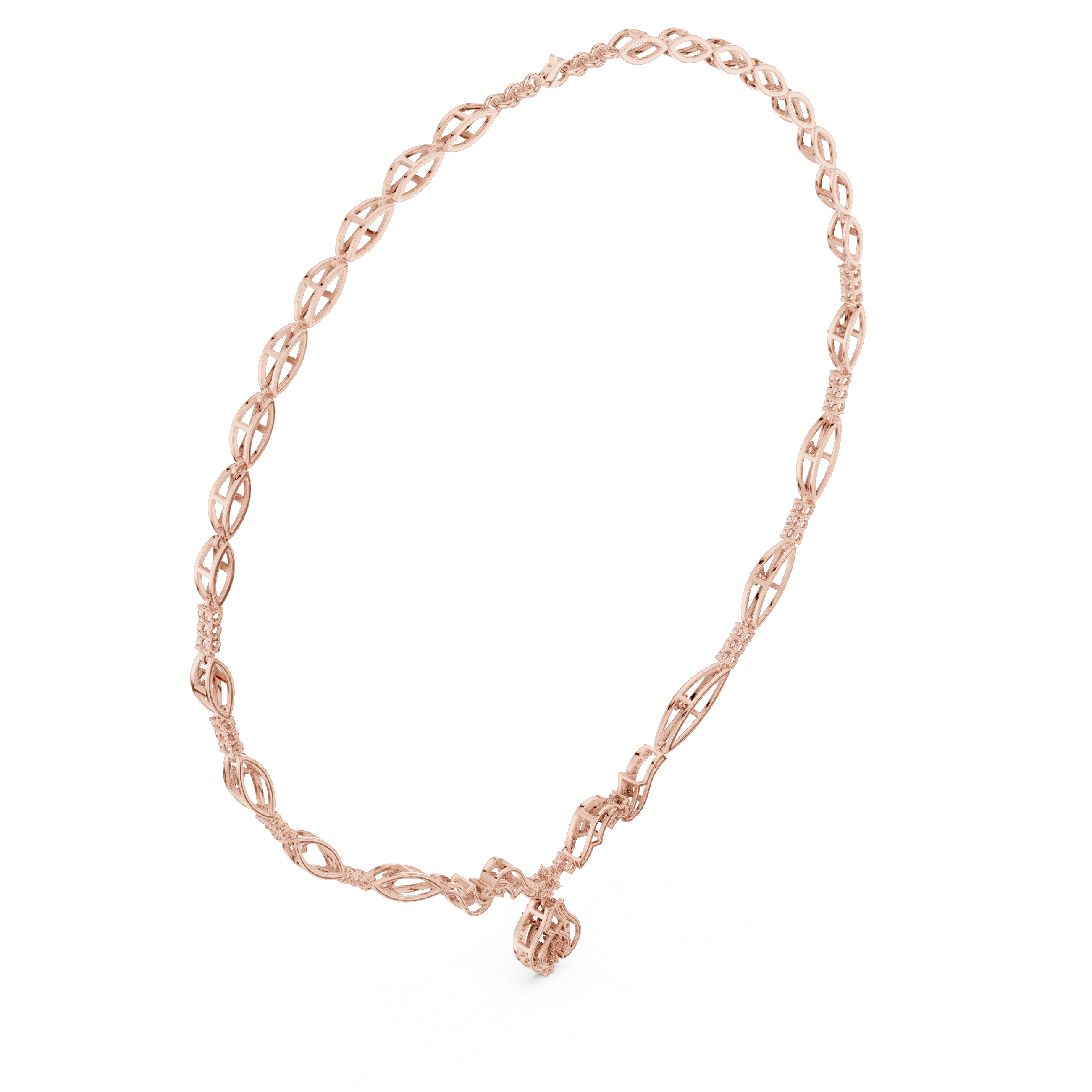 Twisted leaf diamond necklace