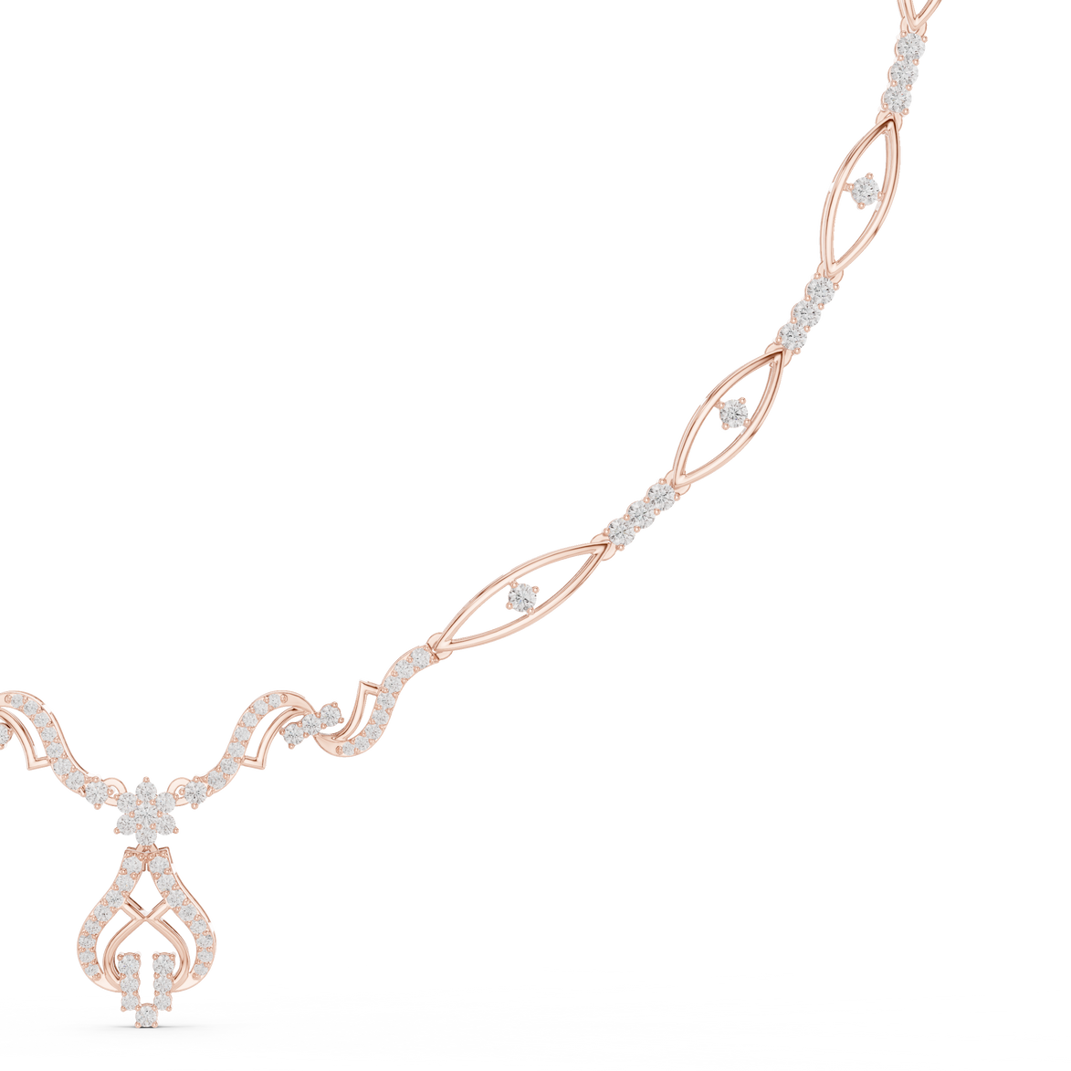 Twisted leaf diamond necklace