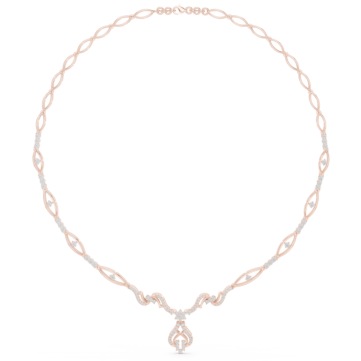 Twisted leaf diamond necklace