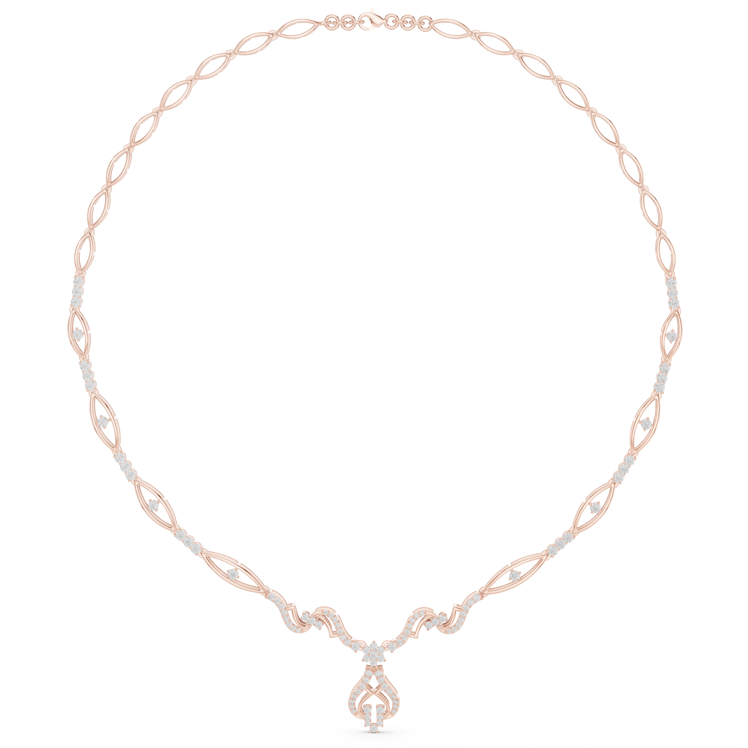 Twisted leaf diamond necklace