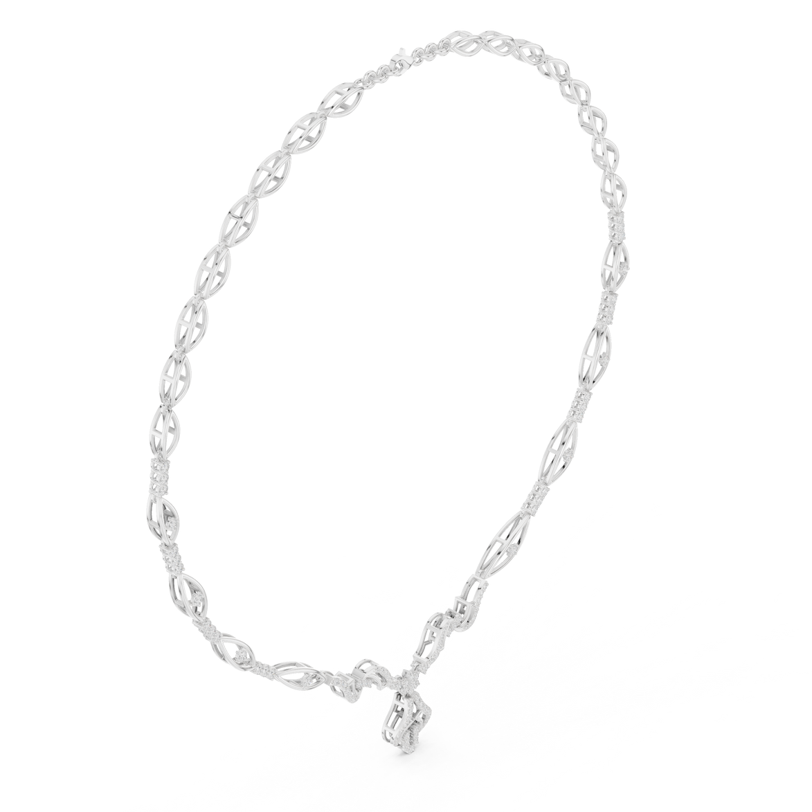 Twisted leaf diamond necklace