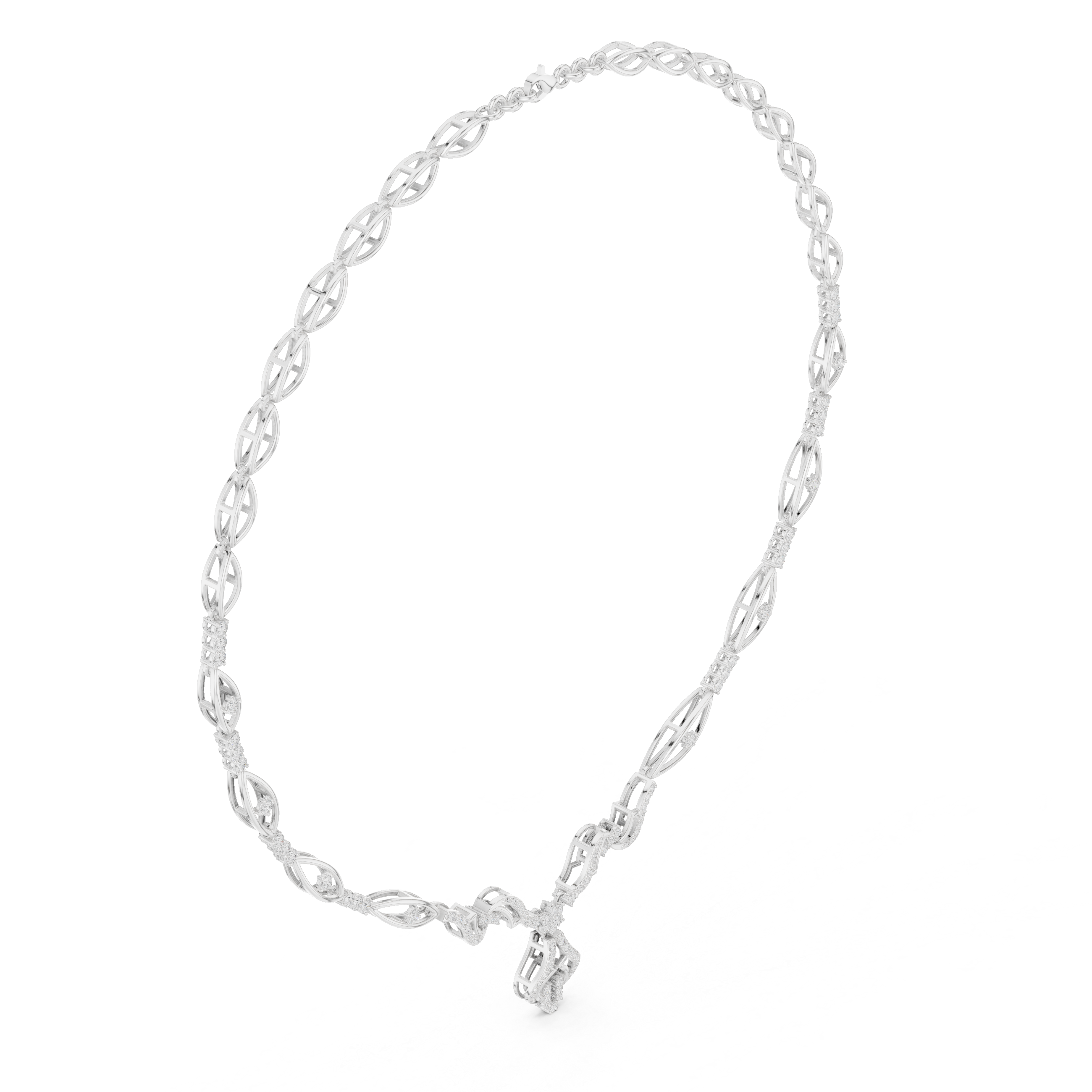 Twisted leaf diamond necklace
