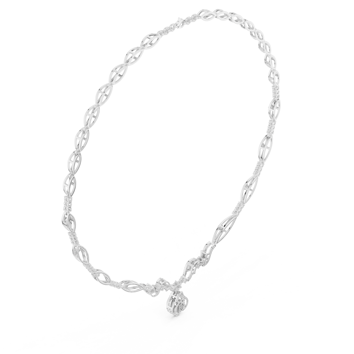 Twisted leaf diamond necklace